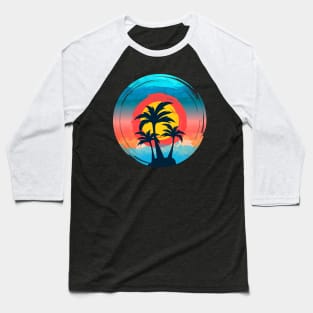 Colorful Beach Sunset Summer Design Baseball T-Shirt